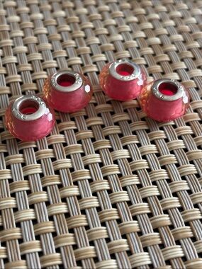 Sterling Charm Beads - Coral Pink